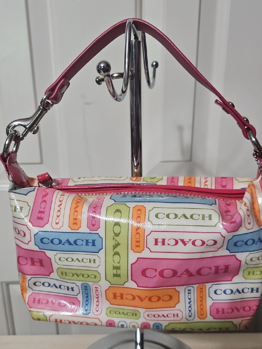 Coach EUC Y2K Mini Multicolor Tag Print Shoulder Bag